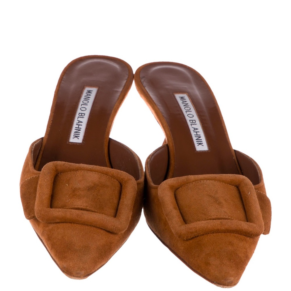 Manolo Blahnik Maysale Suede Mules